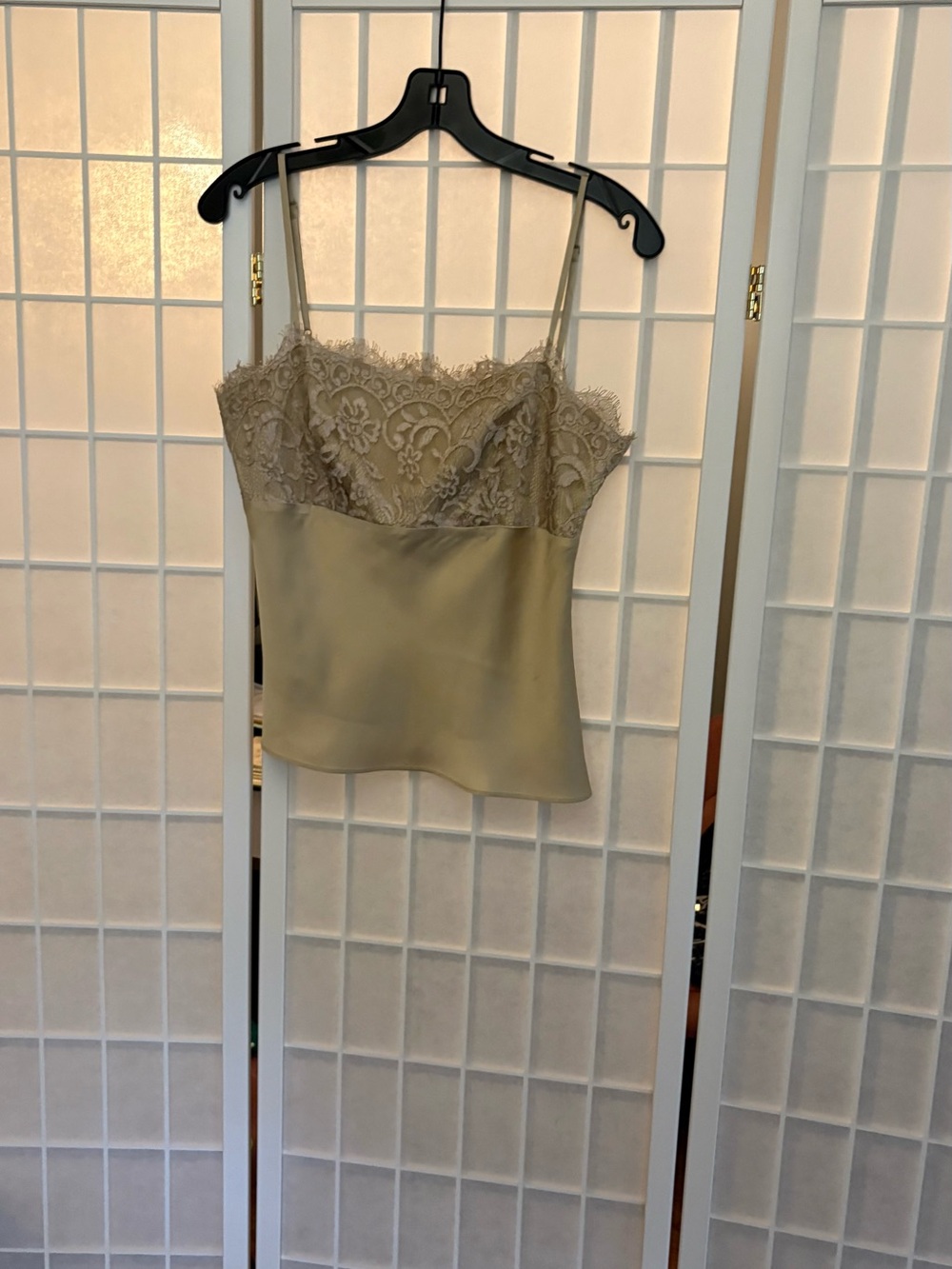 Ann Taylor Lace-Trim Satin Cami - Taupe